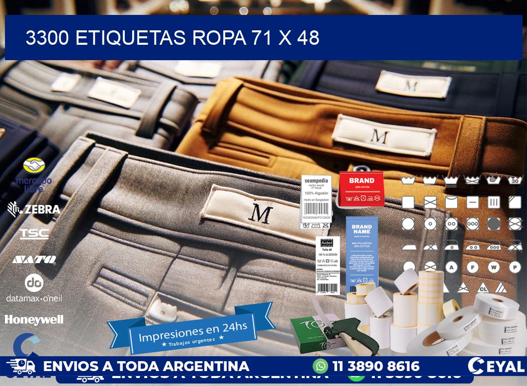 3300 ETIQUETAS ROPA 71 x 48