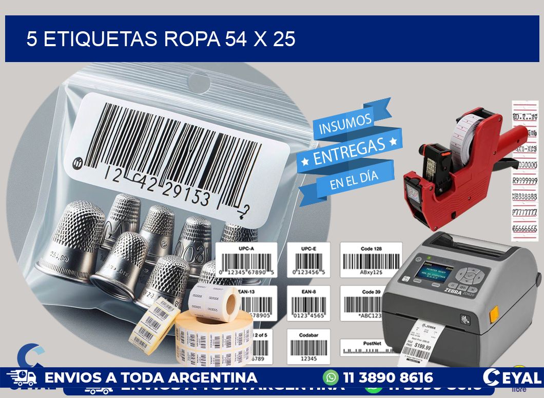 5 ETIQUETAS ROPA 54 x 25