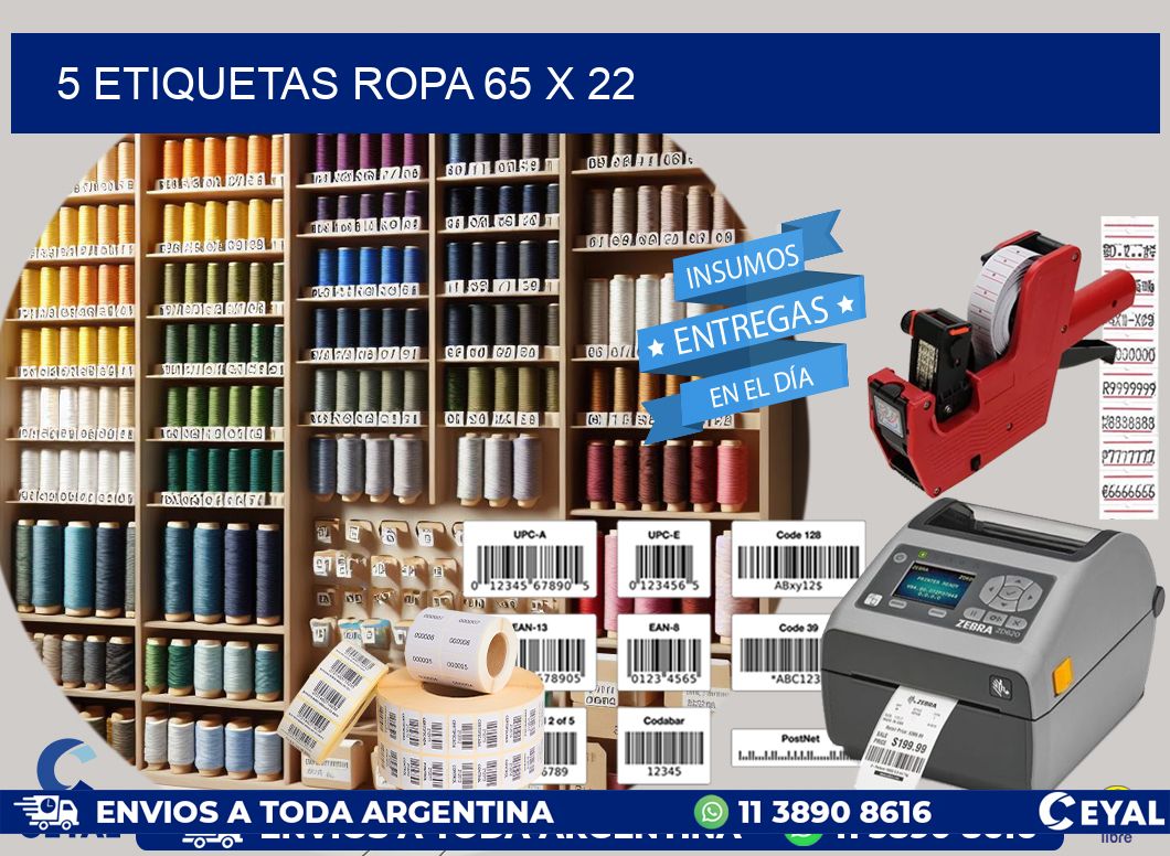 5 ETIQUETAS ROPA 65 x 22