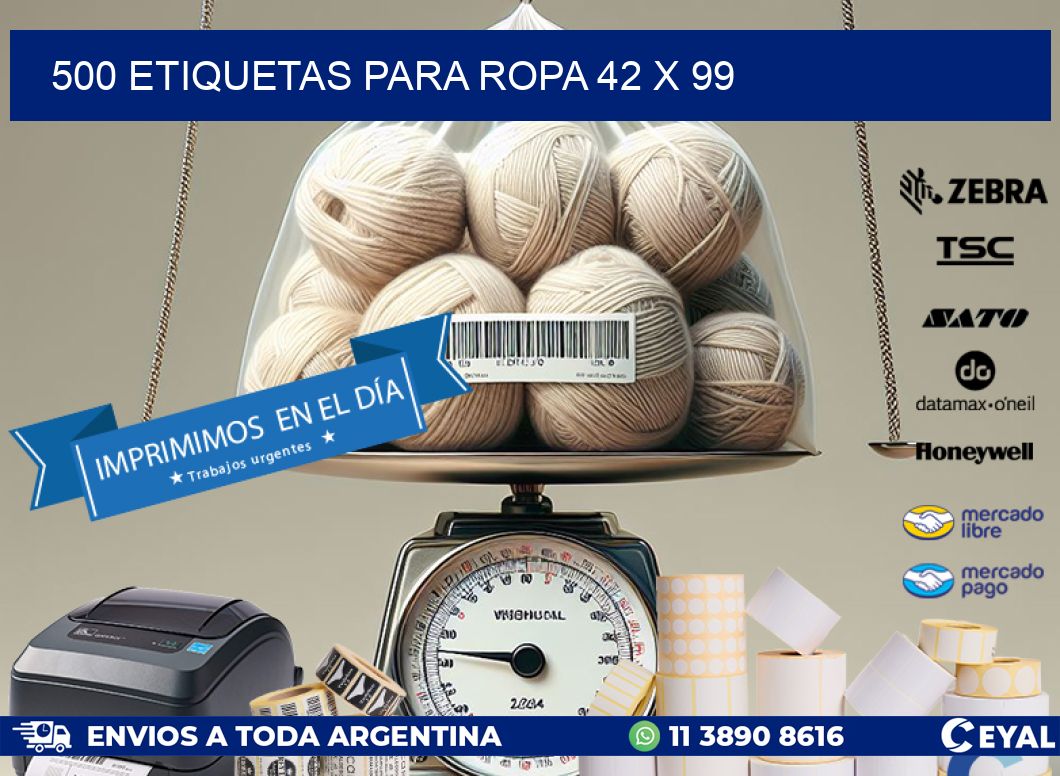 500 ETIQUETAS PARA ROPA 42 x 99