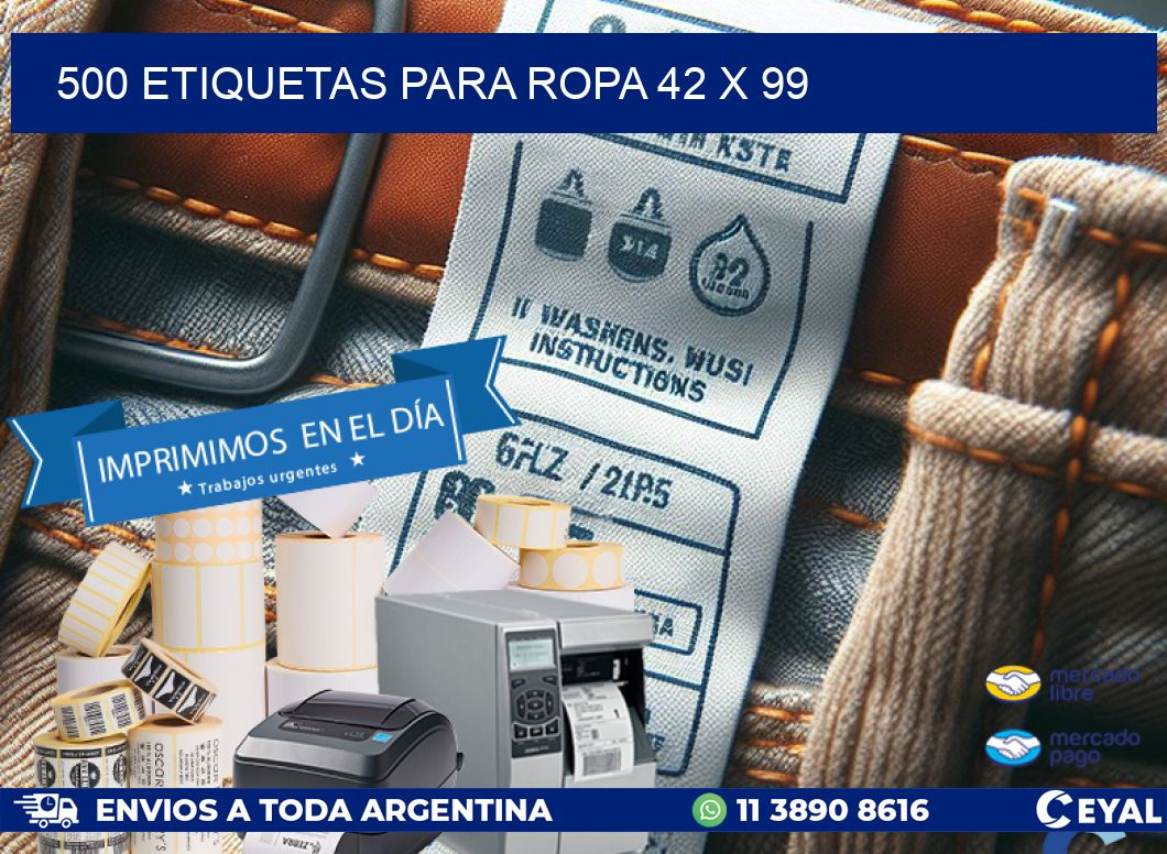 500 ETIQUETAS PARA ROPA 42 x 99
