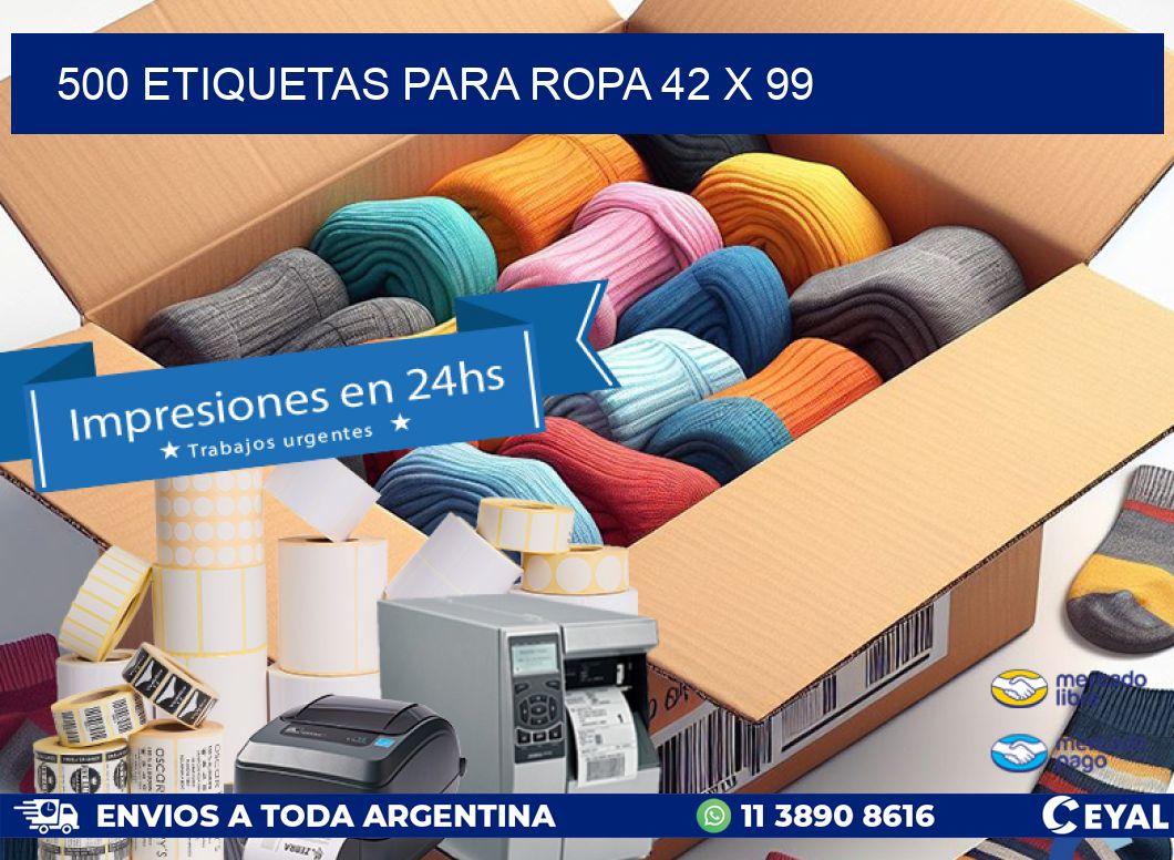 500 ETIQUETAS PARA ROPA 42 x 99