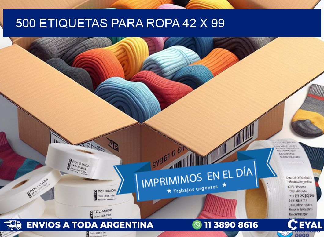 500 ETIQUETAS PARA ROPA 42 x 99