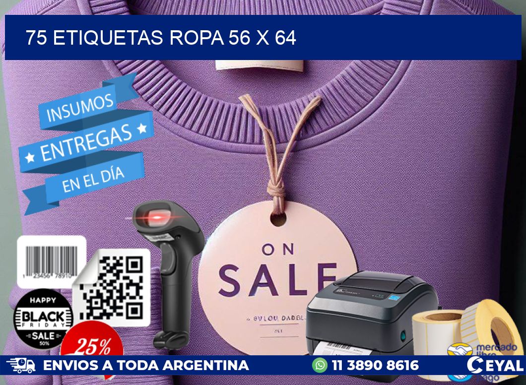 75 ETIQUETAS ROPA 56 x 64