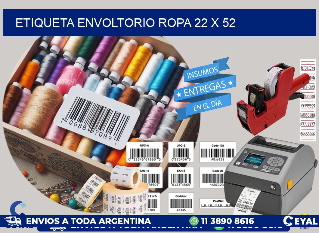 ETIQUETA ENVOLTORIO ROPA 22 x 52