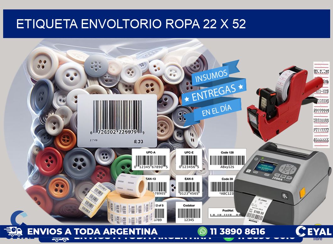 ETIQUETA ENVOLTORIO ROPA 22 x 52