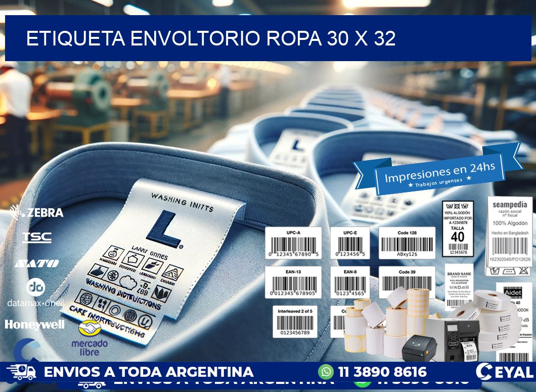 ETIQUETA ENVOLTORIO ROPA 30 x 32