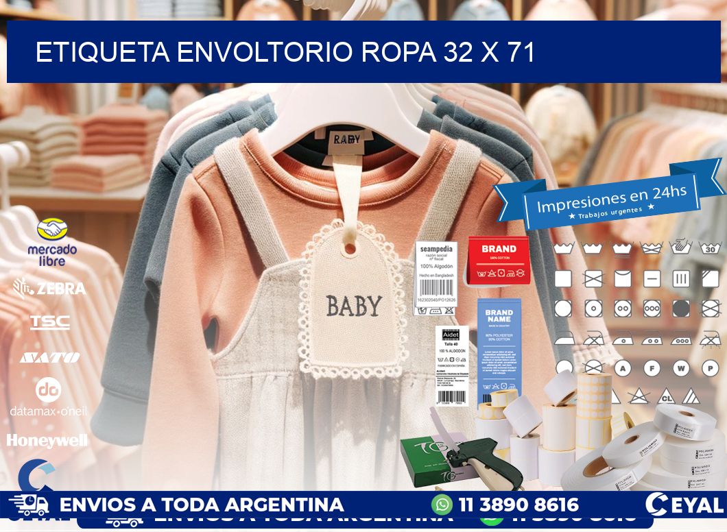 ETIQUETA ENVOLTORIO ROPA 32 x 71