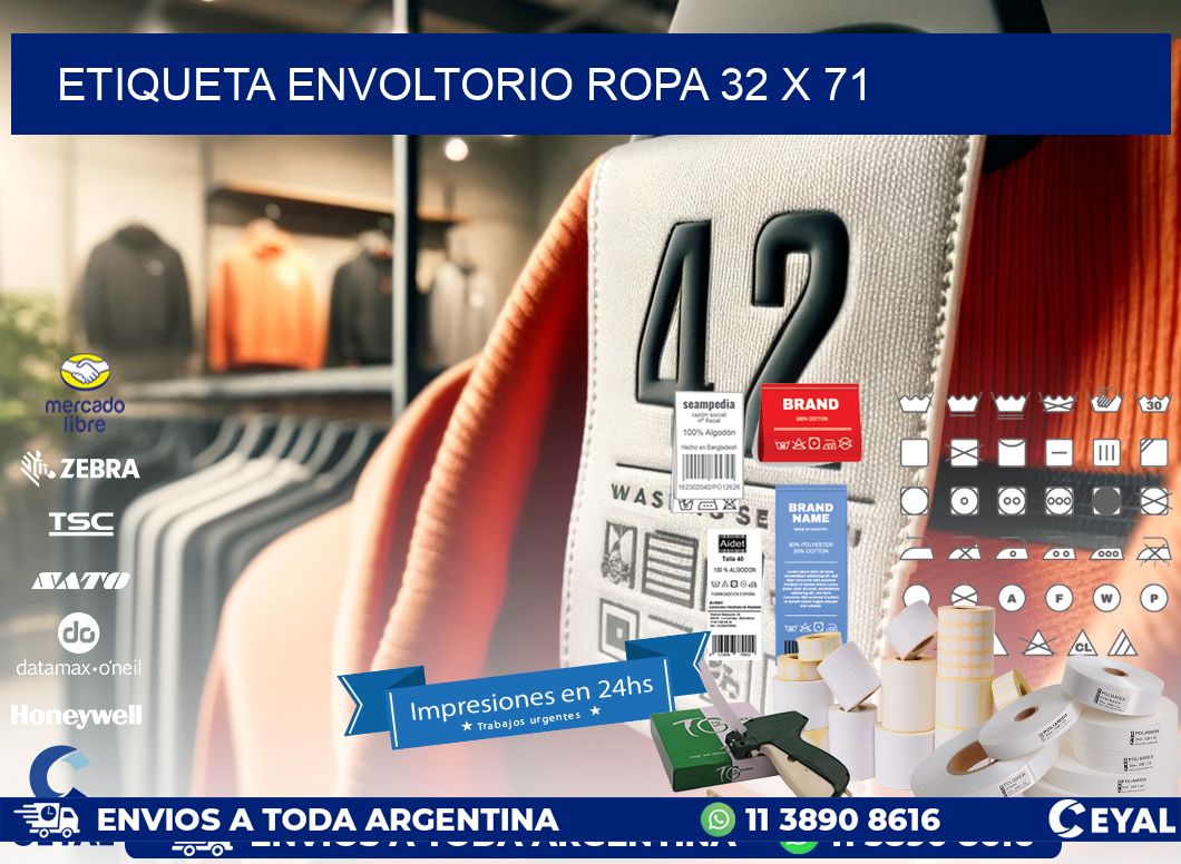 ETIQUETA ENVOLTORIO ROPA 32 x 71
