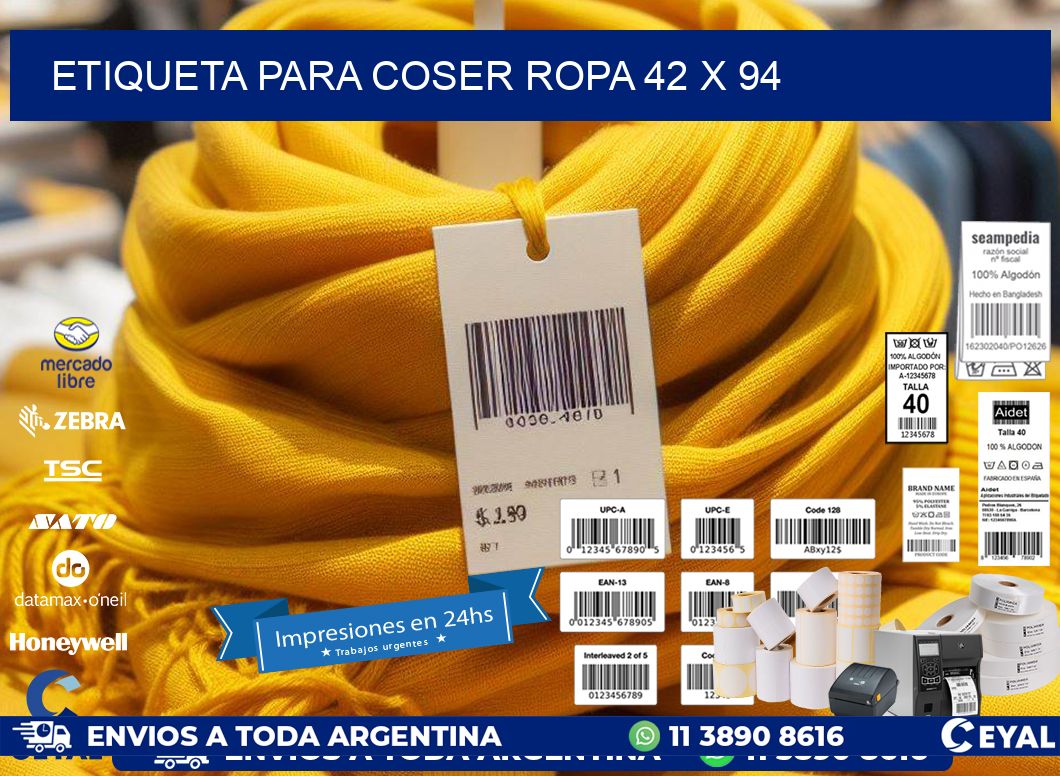 ETIQUETA PARA COSER ROPA 42 x 94