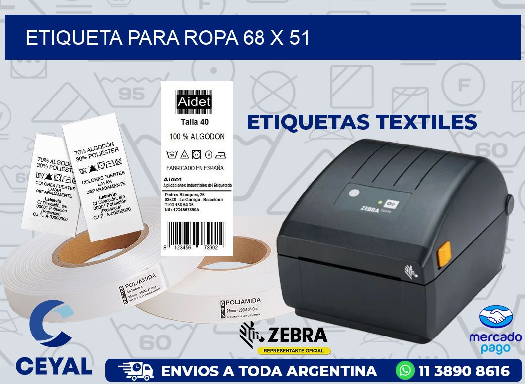 ETIQUETA PARA ROPA 68 x 51