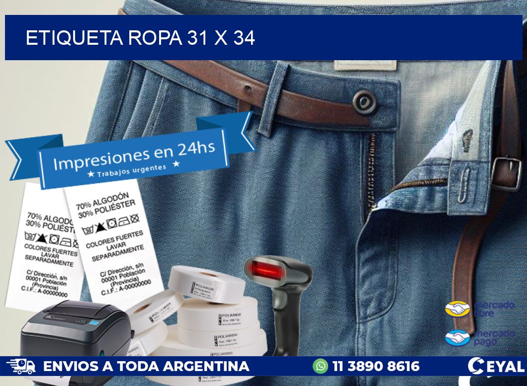 ETIQUETA ROPA 31 x 34