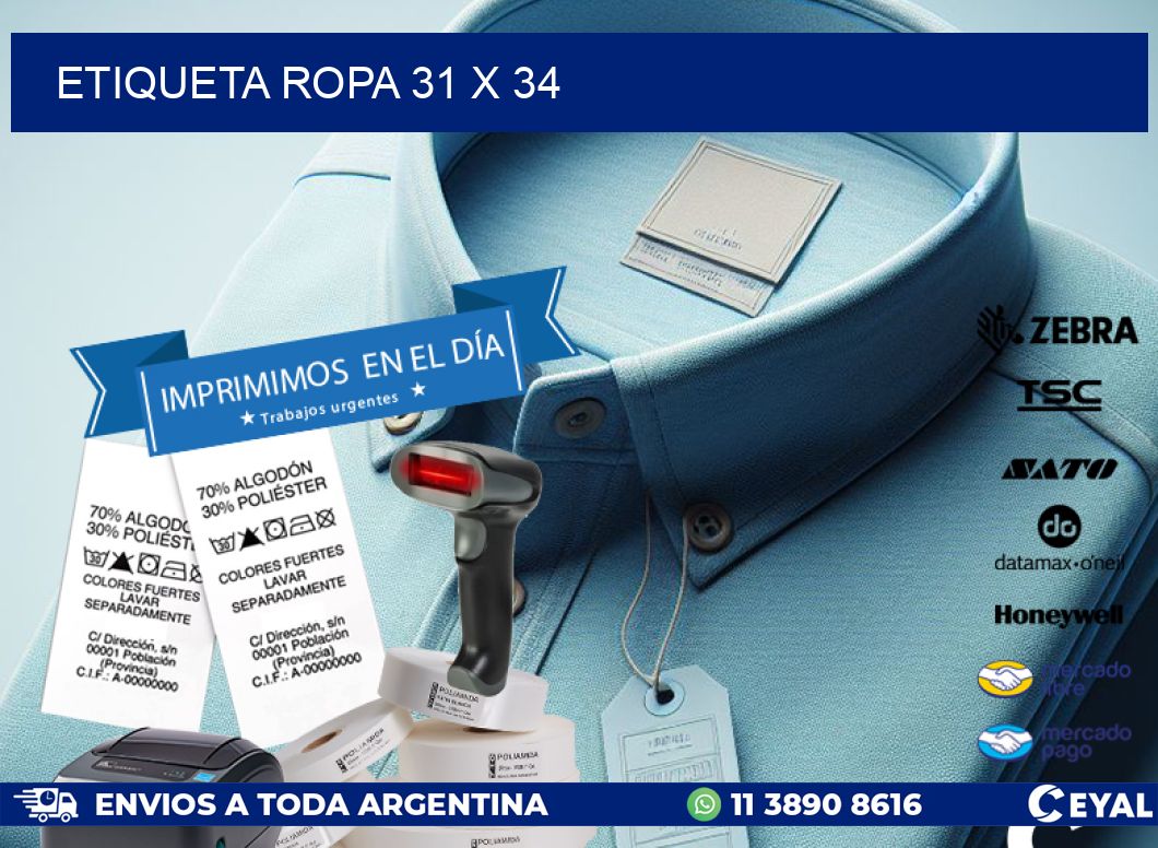 ETIQUETA ROPA 31 x 34