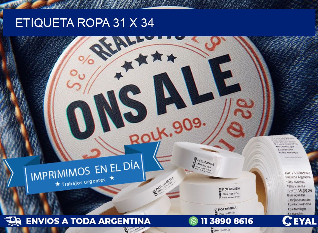 ETIQUETA ROPA 31 x 34