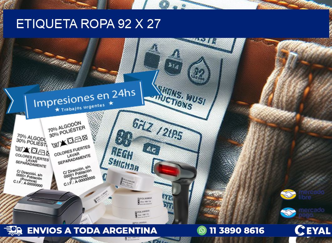 ETIQUETA ROPA 92 x 27
