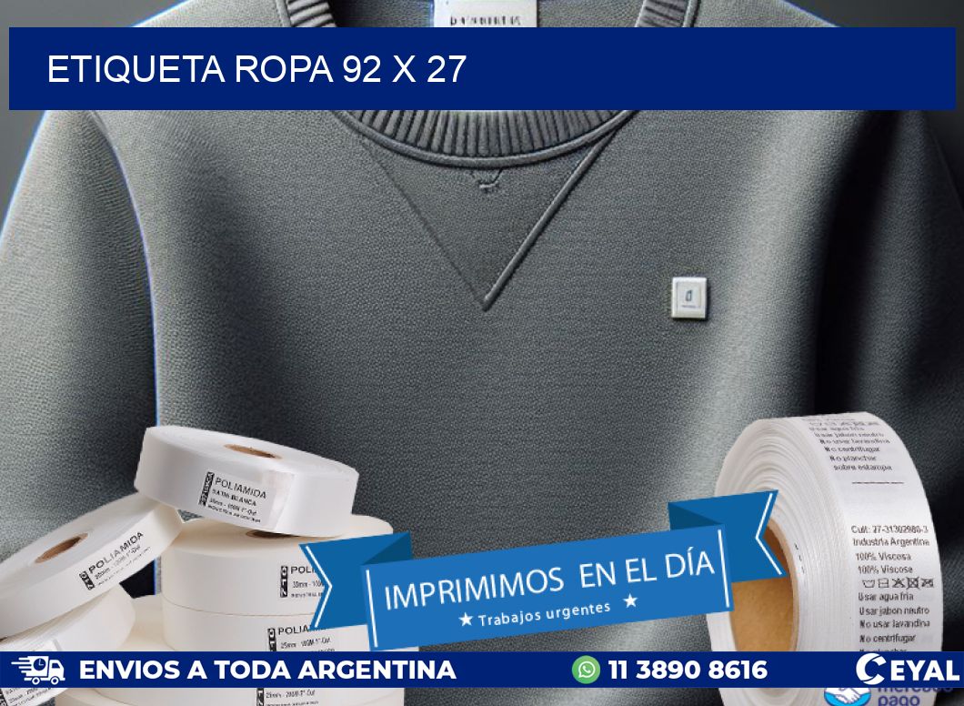 ETIQUETA ROPA 92 x 27