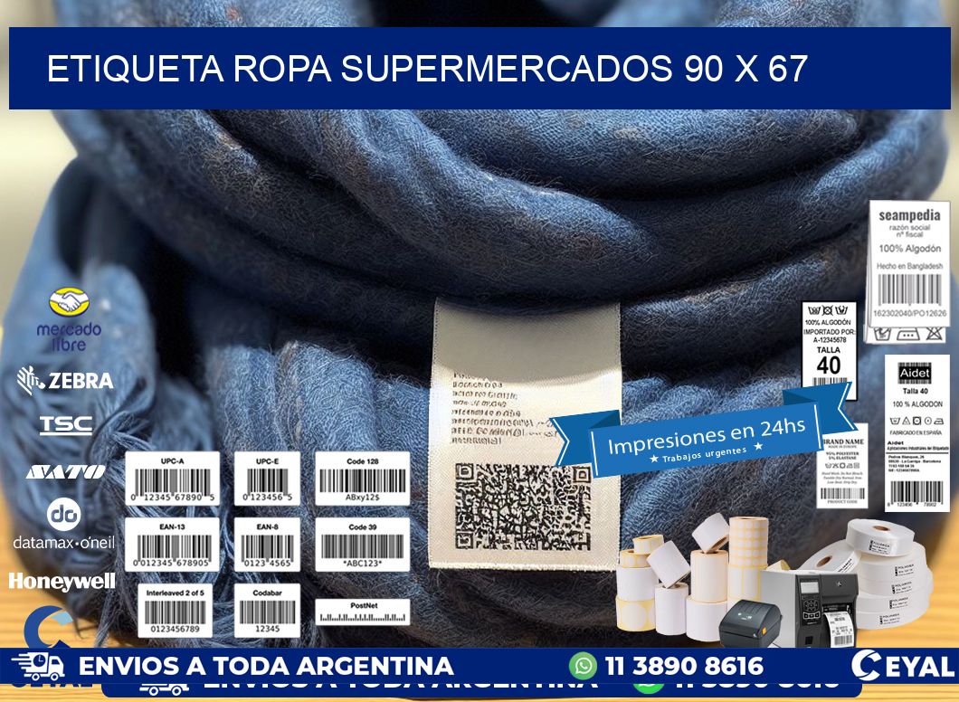 ETIQUETA ROPA SUPERMERCADOS 90 x 67