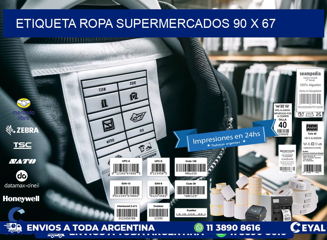 ETIQUETA ROPA SUPERMERCADOS 90 x 67
