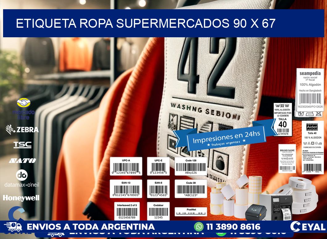 ETIQUETA ROPA SUPERMERCADOS 90 x 67