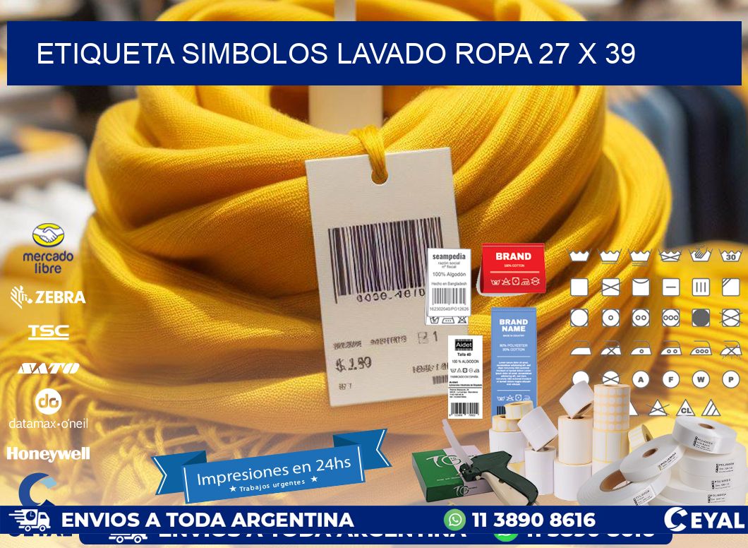ETIQUETA SIMBOLOS LAVADO ROPA 27 x 39