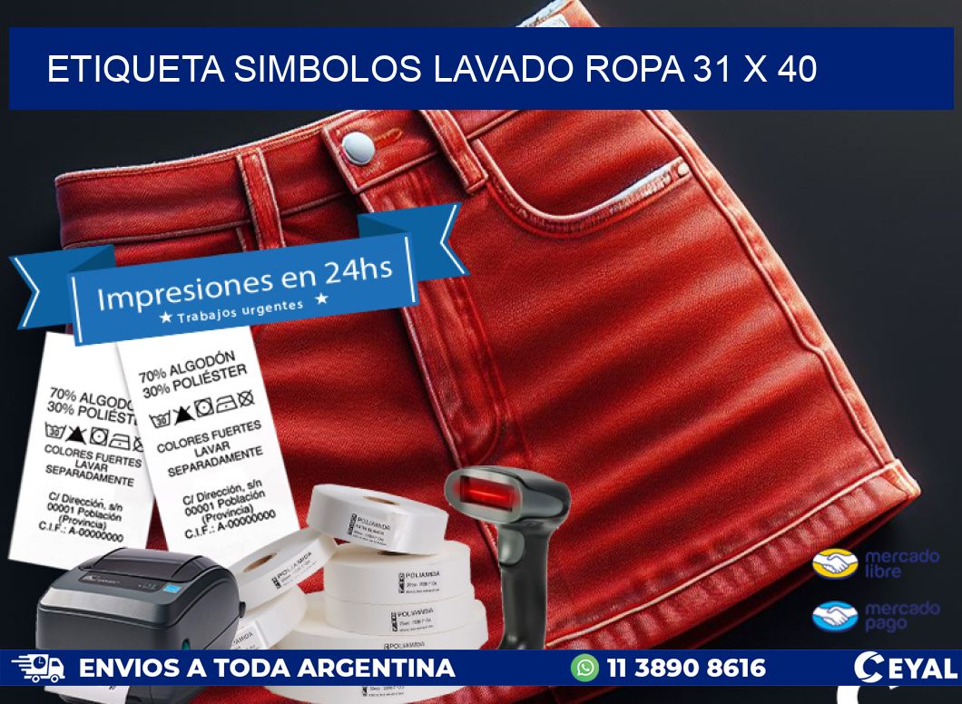 ETIQUETA SIMBOLOS LAVADO ROPA 31 x 40