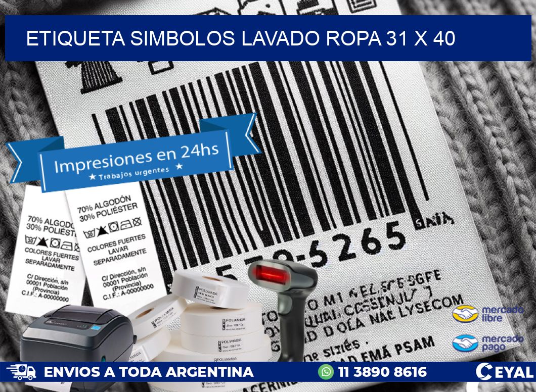 ETIQUETA SIMBOLOS LAVADO ROPA 31 x 40