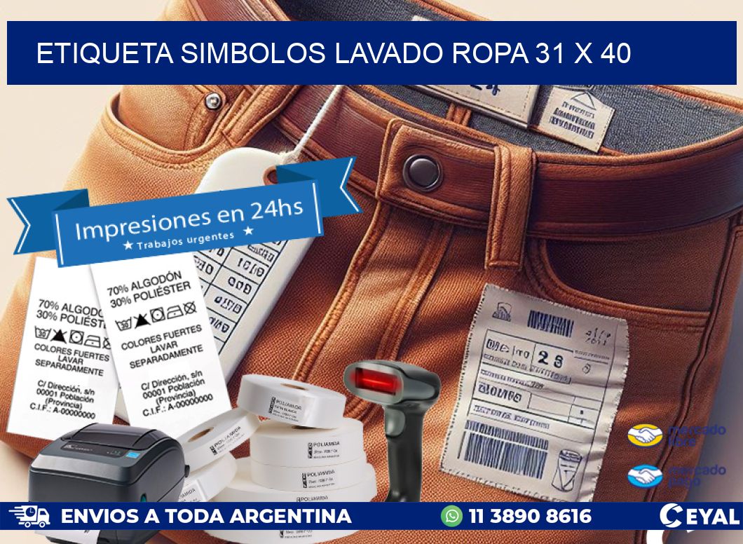 ETIQUETA SIMBOLOS LAVADO ROPA 31 x 40