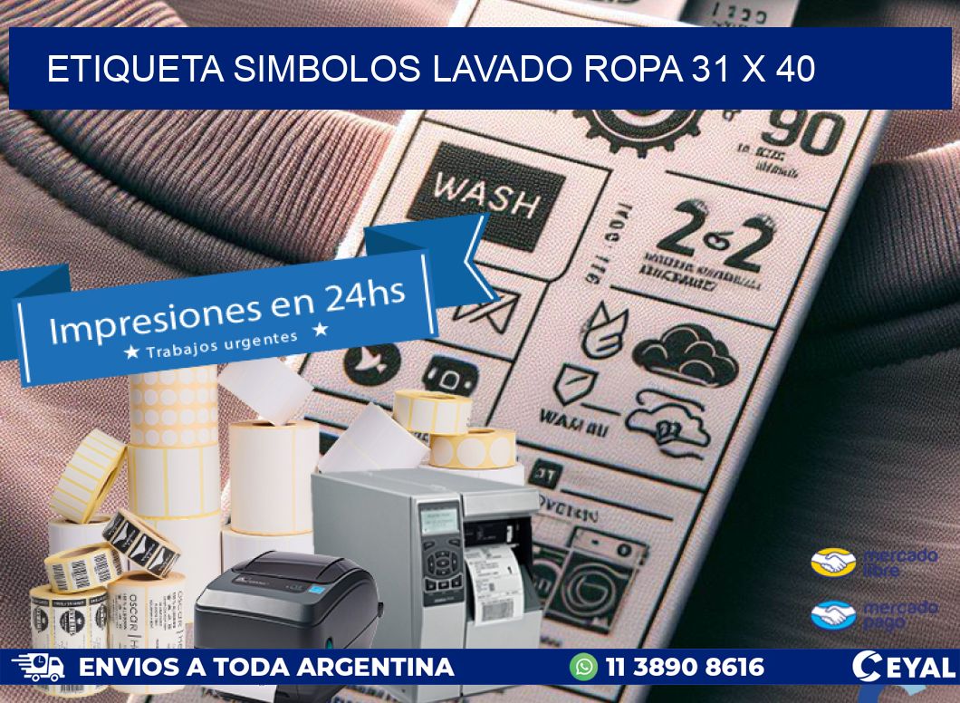 ETIQUETA SIMBOLOS LAVADO ROPA 31 x 40