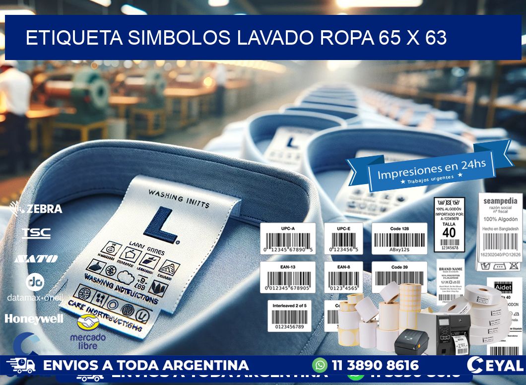 ETIQUETA SIMBOLOS LAVADO ROPA 65 x 63