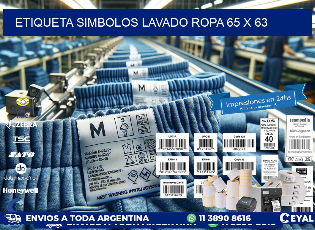 ETIQUETA SIMBOLOS LAVADO ROPA 65 x 63