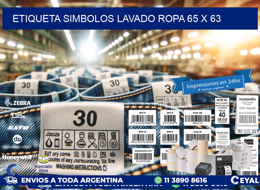 ETIQUETA SIMBOLOS LAVADO ROPA 65 x 63