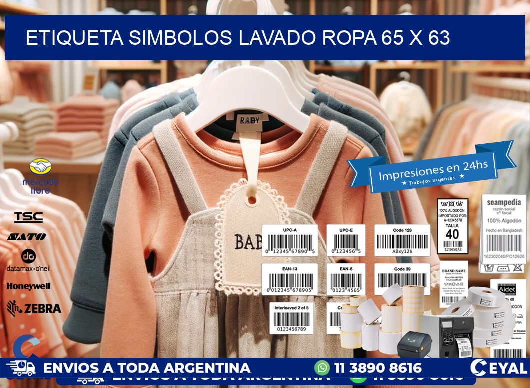ETIQUETA SIMBOLOS LAVADO ROPA 65 x 63