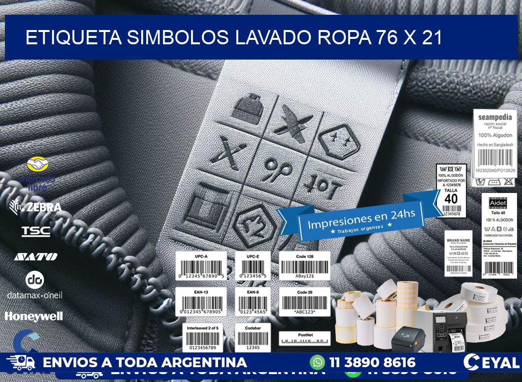 ETIQUETA SIMBOLOS LAVADO ROPA 76 x 21