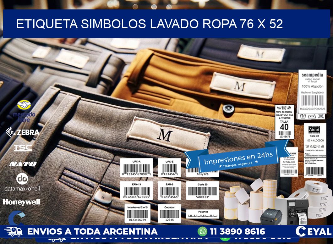 ETIQUETA SIMBOLOS LAVADO ROPA 76 x 52