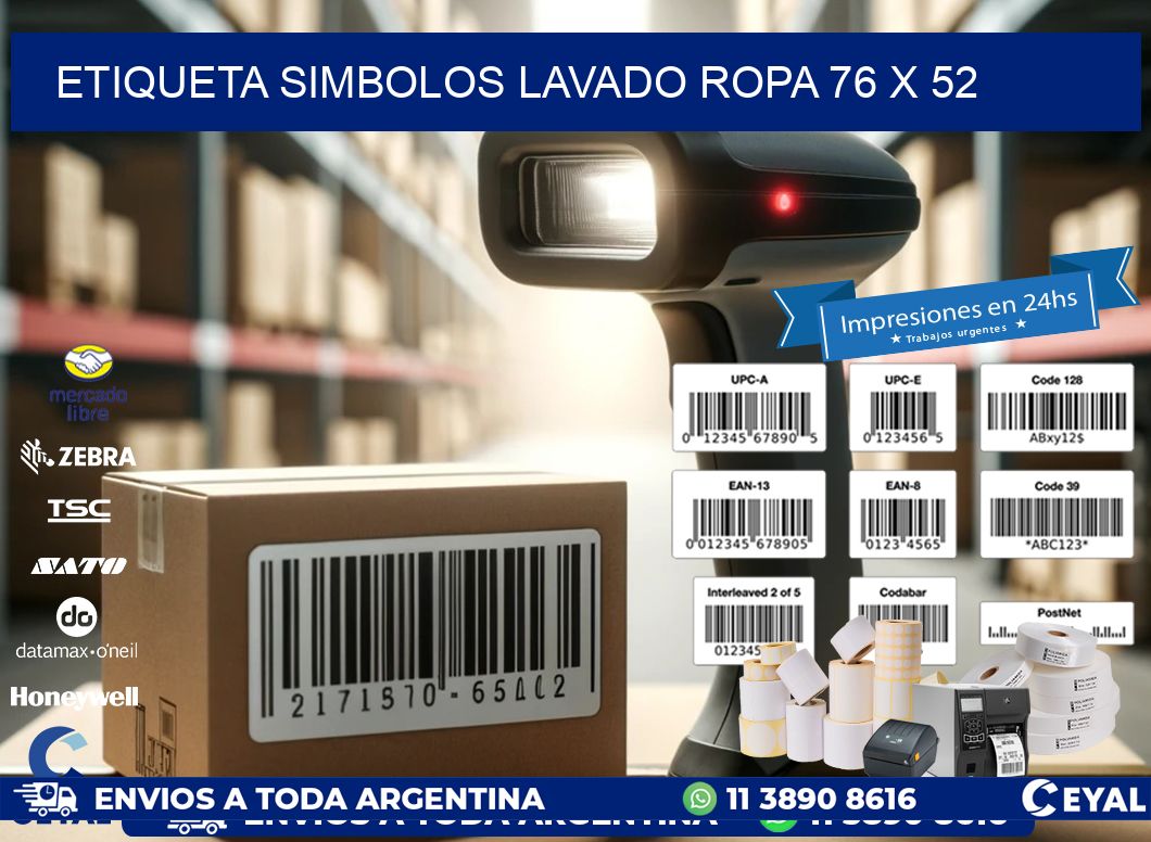 ETIQUETA SIMBOLOS LAVADO ROPA 76 x 52