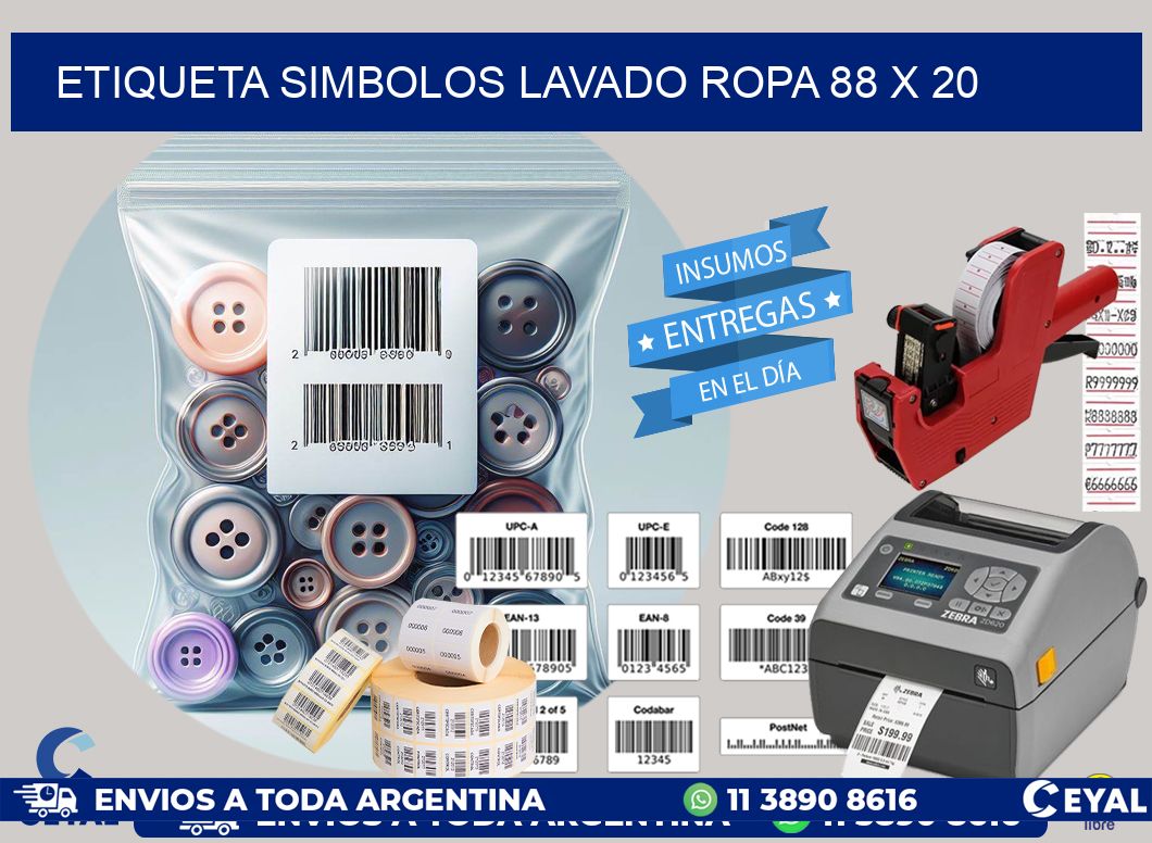 ETIQUETA SIMBOLOS LAVADO ROPA 88 x 20