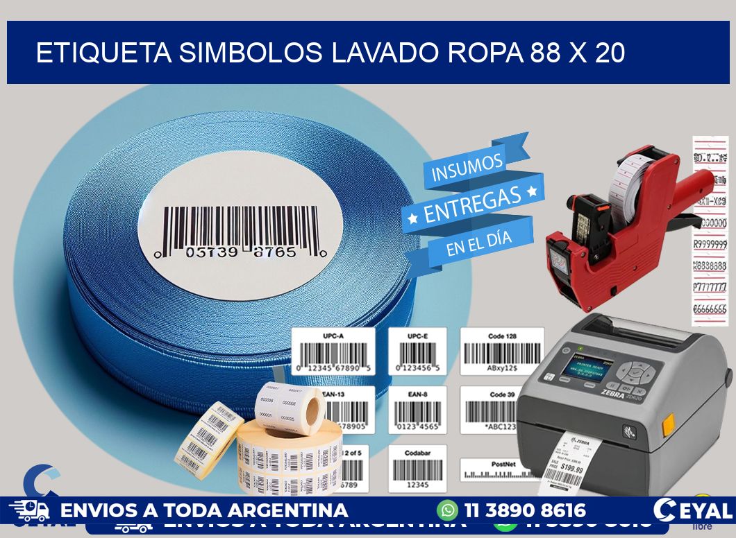 ETIQUETA SIMBOLOS LAVADO ROPA 88 x 20