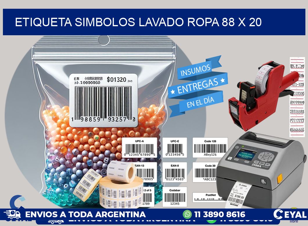 ETIQUETA SIMBOLOS LAVADO ROPA 88 x 20