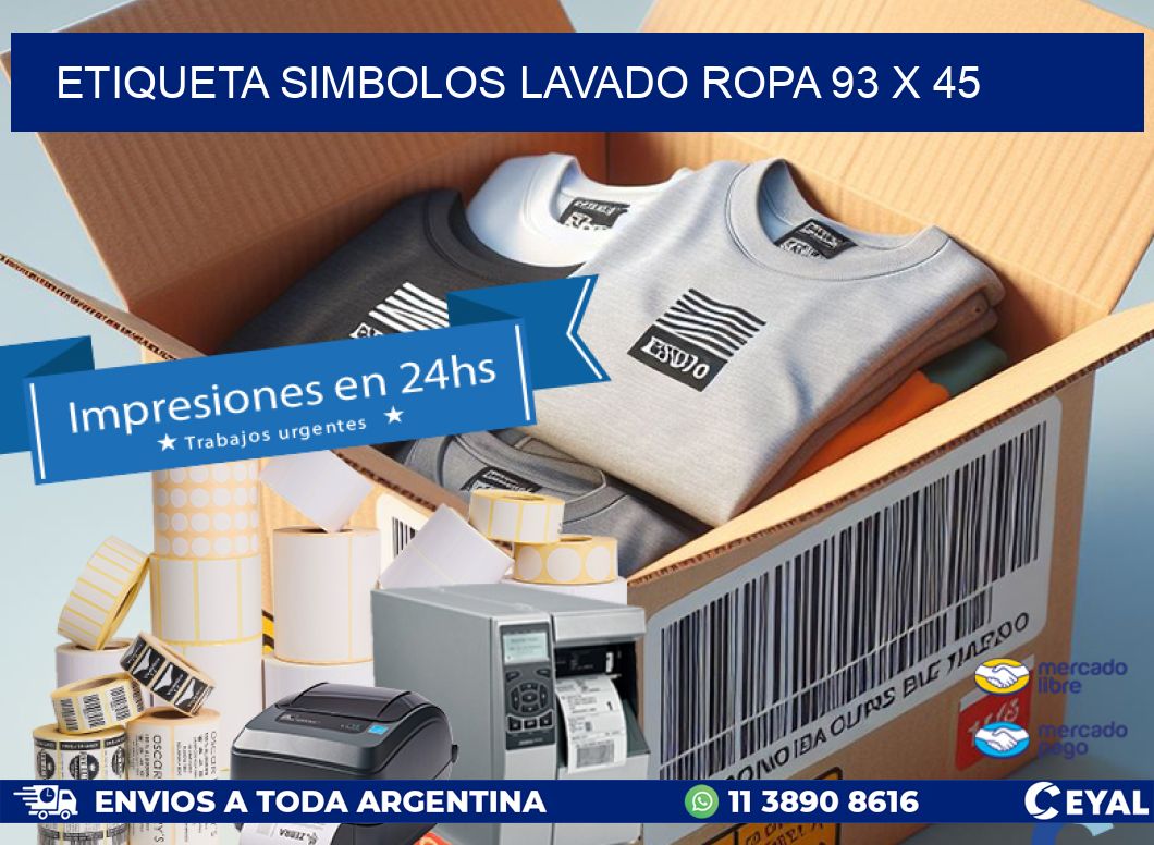 ETIQUETA SIMBOLOS LAVADO ROPA 93 x 45