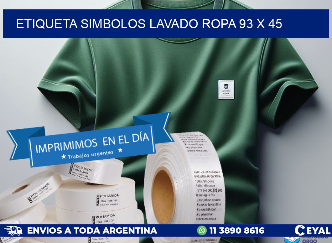 ETIQUETA SIMBOLOS LAVADO ROPA 93 x 45