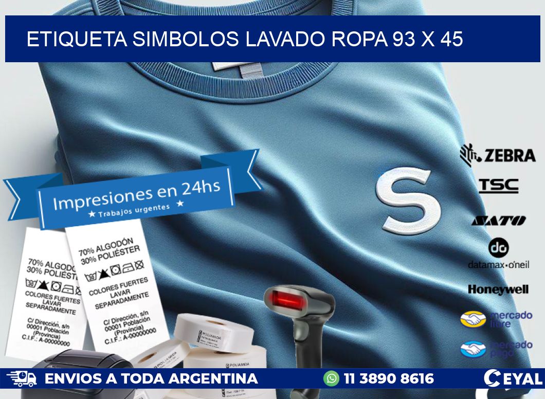 ETIQUETA SIMBOLOS LAVADO ROPA 93 x 45
