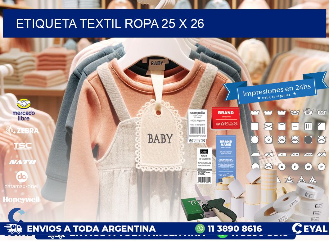ETIQUETA TEXTIL ROPA 25 x 26