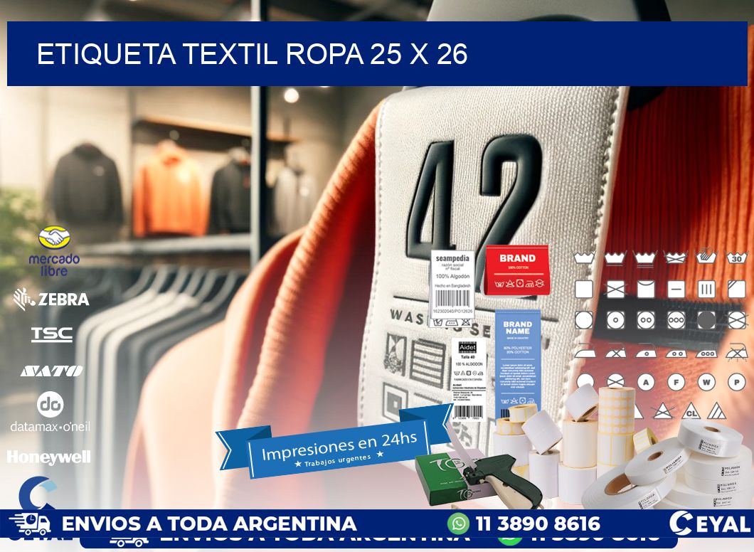 ETIQUETA TEXTIL ROPA 25 x 26