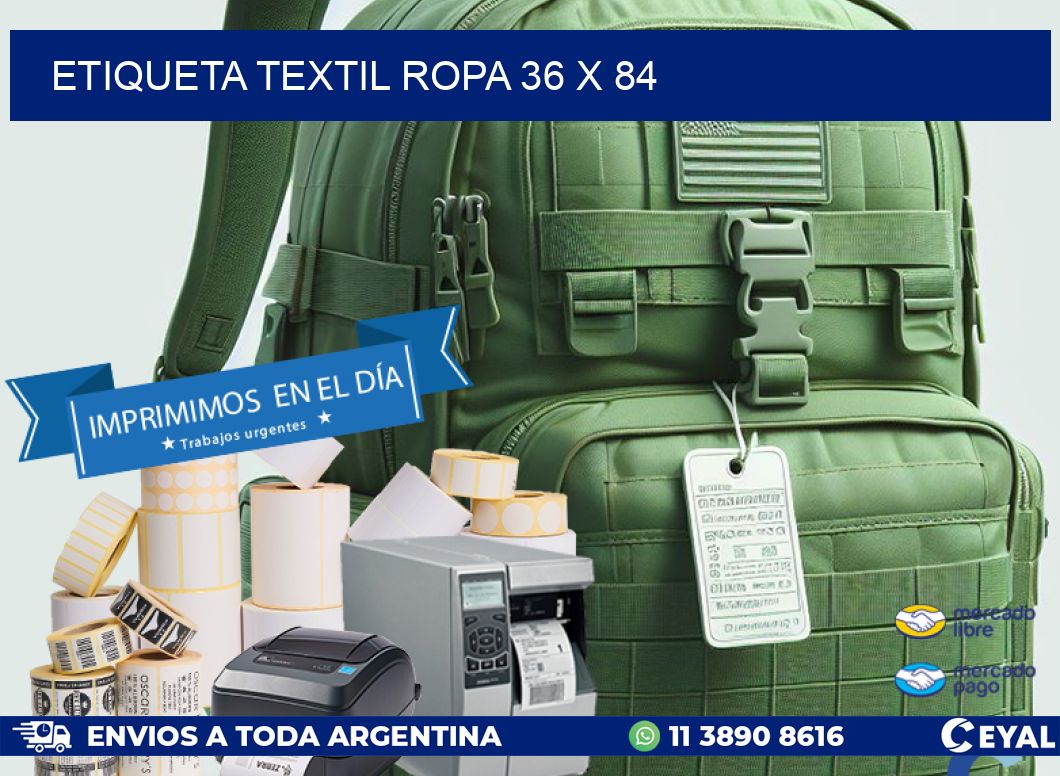 ETIQUETA TEXTIL ROPA 36 x 84
