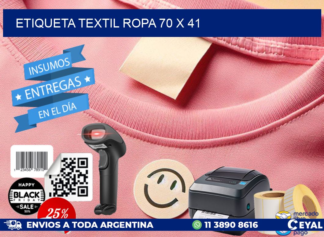 ETIQUETA TEXTIL ROPA 70 x 41