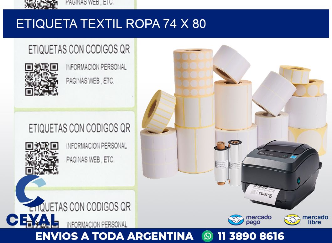ETIQUETA TEXTIL ROPA 74 x 80