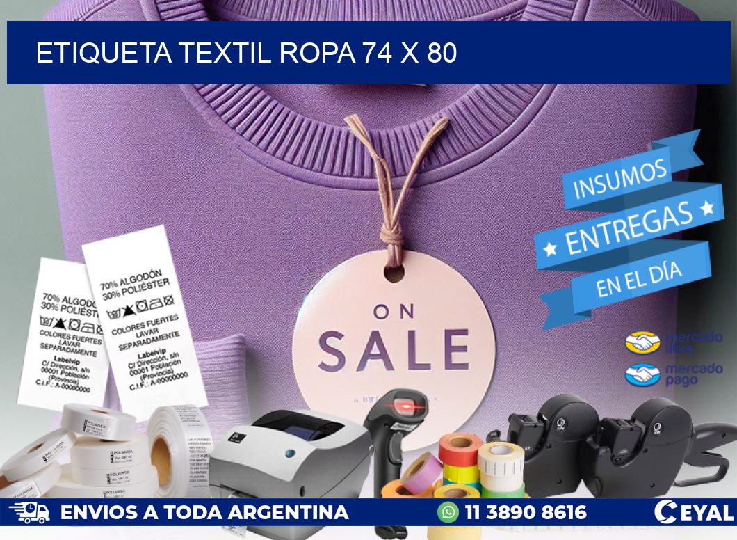 ETIQUETA TEXTIL ROPA 74 x 80