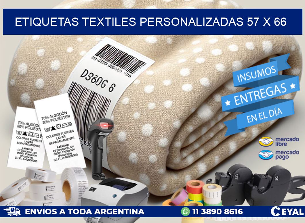 ETIQUETAS TEXTILES PERSONALIZADAS 57 x 66