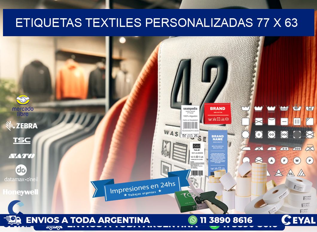 ETIQUETAS TEXTILES PERSONALIZADAS 77 x 63