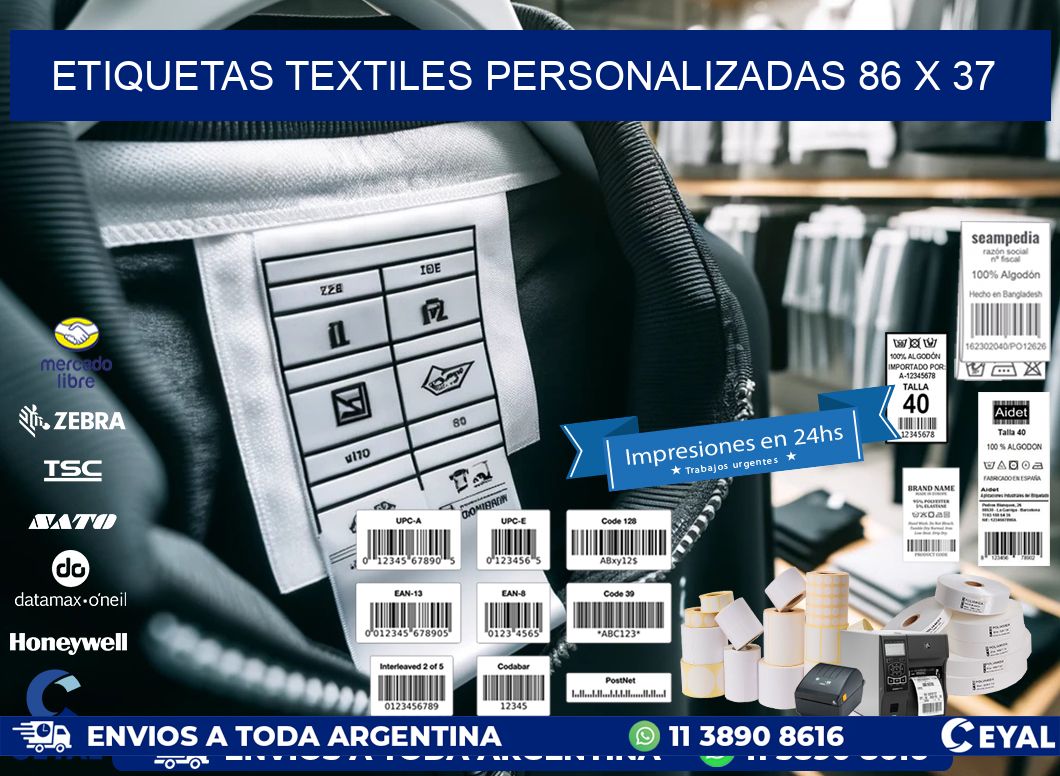 ETIQUETAS TEXTILES PERSONALIZADAS 86 x 37